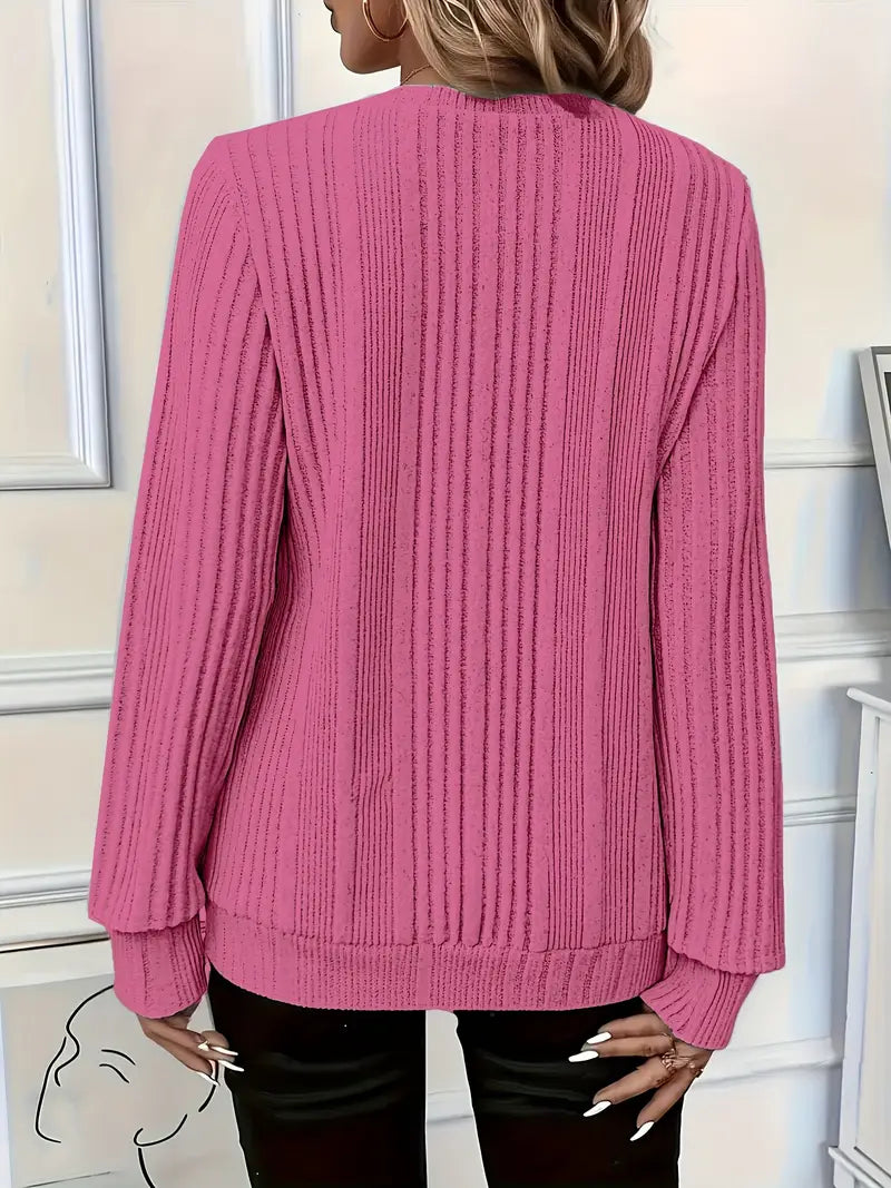 Victoria | Ladies' Zip-Up Rib-Knit Jumper